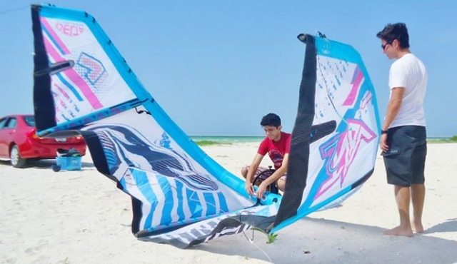 inflando el kite